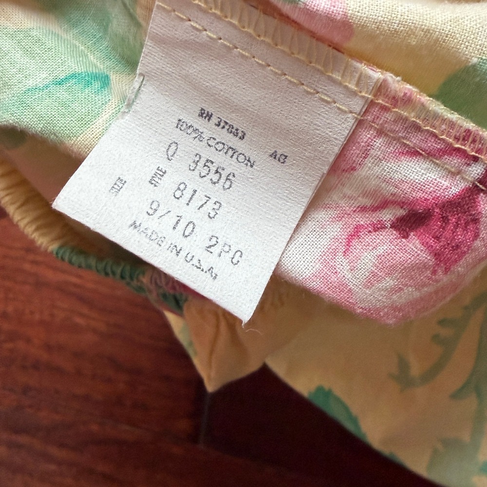 Vintage Yellow Floral Rose Hydrangea Midi Skirt Small Made USA Cotton Grannycore - Picture 3 of 5